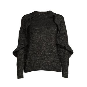 Time and Tru Women's Shimmering Ruffle Sweater-perfect for holidays!